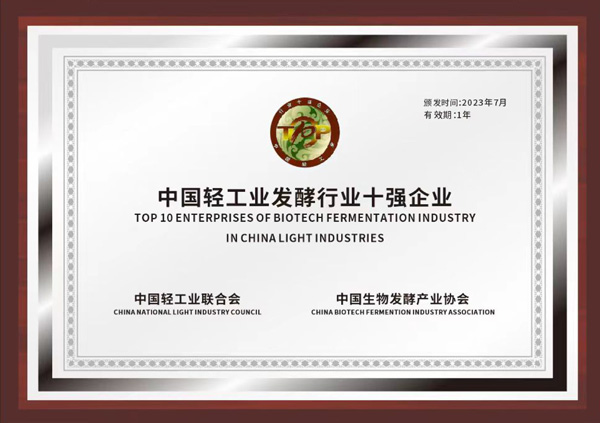 中國輕工業發酵行業十強企業